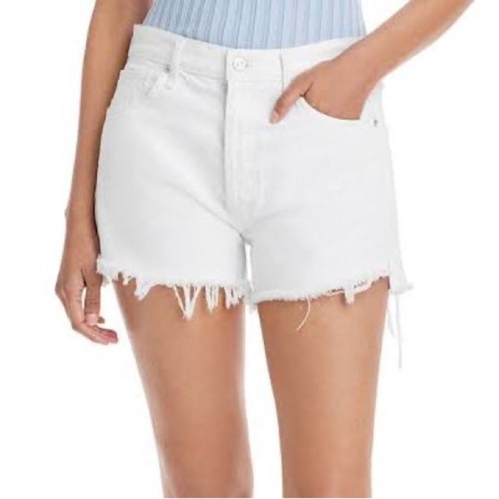 Lucky Brand White Distressed Frayed Hem Denim Shorts